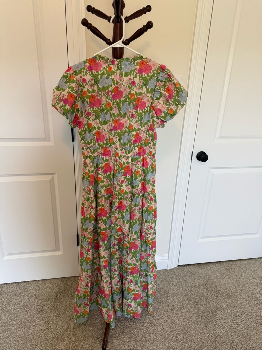 Floral Tiered Maxi Dress in Pink, Green & Blue - Picture 5 of 5